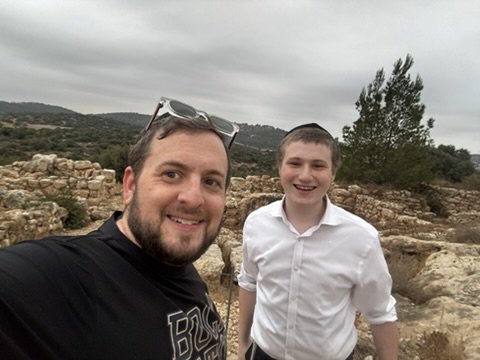 Father-and-son selfie among the ruins at Khirbet Qiyafa